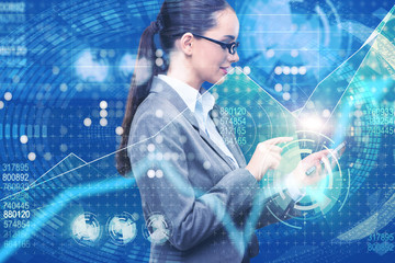 Businesswoman in online stock trading business concept