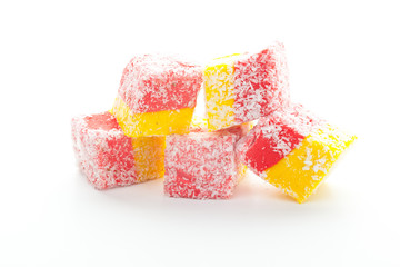 Tasty Turkish delight isolated on white