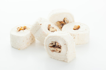 Tasty Turkish delight isolated on white