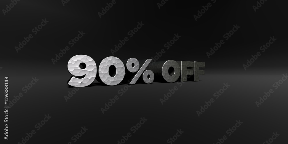 Fototapete 90% off - hammered metal finish text on black studio - 3d rendered royalty free stock photo. this im