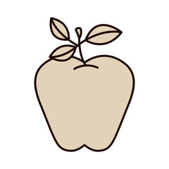 silhouette monochrome of apple with stem and leafs vector illustration