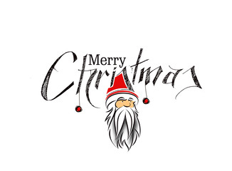 Face of  christmas character Santa Claus, Cartoon style Santa Claus. Merry Christmas Text Christmas and New Year - vector illustration