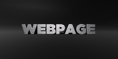 WEBPAGE - hammered metal finish text on black studio - 3D rendered royalty free stock photo. This image can be used for an online website banner ad or a print postcard.