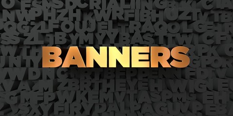 Banners - Gold text on black background - 3D rendered royalty free stock picture. This image can be used for an online website banner ad or a print postcard.