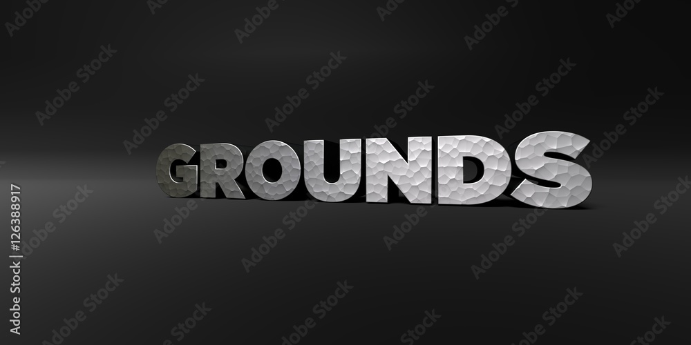 Fototapete grounds - hammered metal finish text on black studio - 3d rendered royalty free stock photo. this im