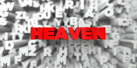 HEAVEN -  Red text on typography background - 3D rendered royalty free stock image. This image can be used for an online website banner ad or a print postcard.