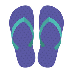 silhouette Beach flip-flops with purple dots vector illustration