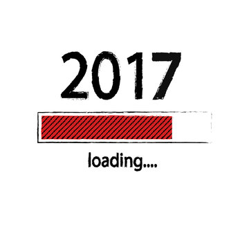 New year 2017 loading background, happy new year. Funny business concept: mail load. Green color. Space for your text.