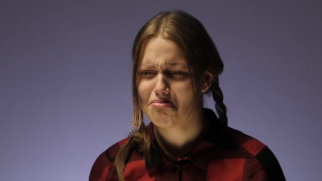 Crying teen girl. 4K UHD