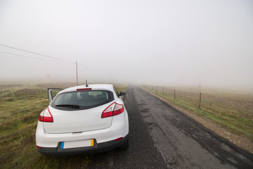 Obraz na płótnie Canvas car in the fog