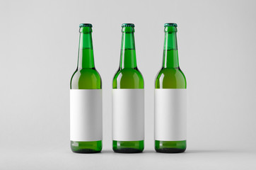Beer Bottle Mock-Up - Three Bottles. Blank Label