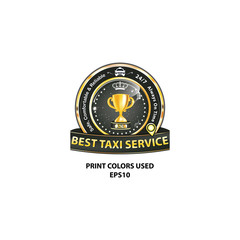 Best Taxi service, Safe, comfortable and reliable. 7/24, Always on time - elegant ribbon / sticker for taxi's companies. Print colors used