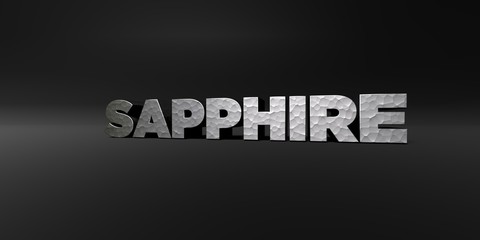 Fototapeta premium SAPPHIRE - hammered metal finish text on black studio - 3D rendered royalty free stock photo. This image can be used for an online website banner ad or a print postcard.