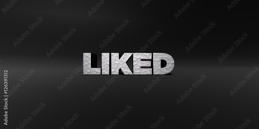 Fototapete liked - hammered metal finish text on black studio - 3d rendered royalty free stock photo. this imag