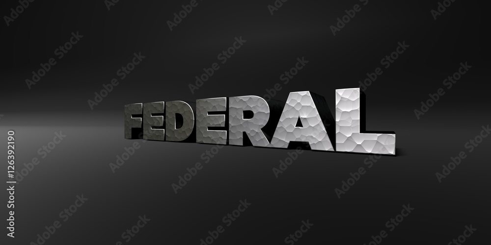Fototapete federal - hammered metal finish text on black studio - 3d rendered royalty free stock photo. this im