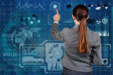 Businesswoman in data mining concept