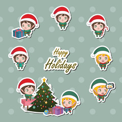 Set of elf stickers