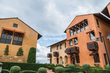 HDR image of colorful buildings (apartments) in thailand