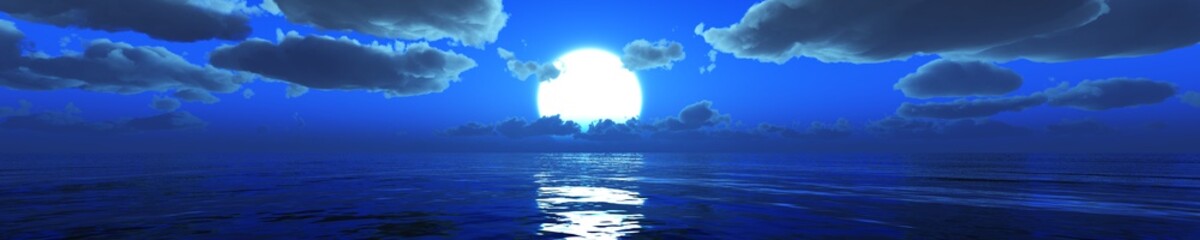 Fototapeta na wymiar panorama of the sea under the moonlight. moonrise over the sea.