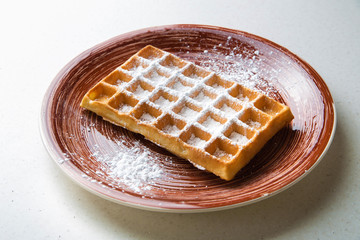Whole wheat Belgium waffle horizontal view