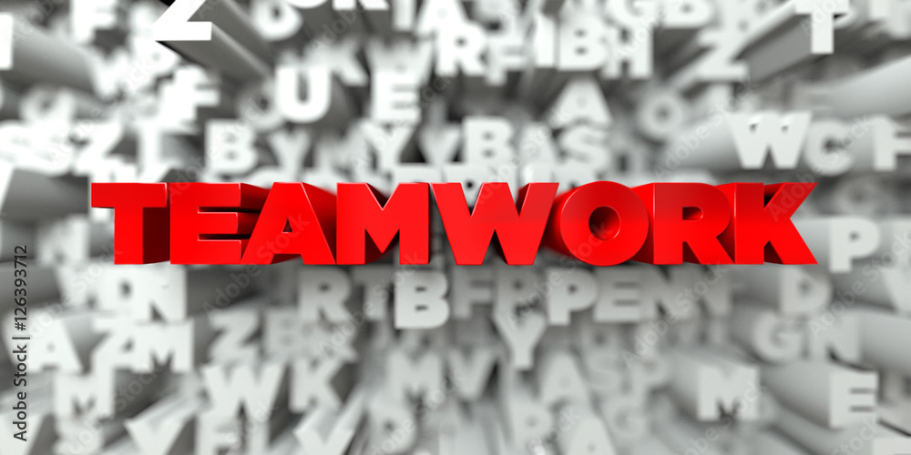 Fototapete teamwork - red text on typography background - 3d rendered royalty free stock image. this image can 