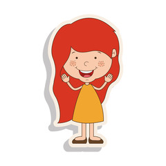 silhouette girl redhead with dress and shadow vector illustration