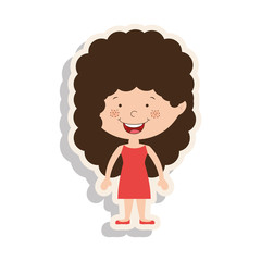 silhouette girl in dress and curly hair with shadow vector illustration