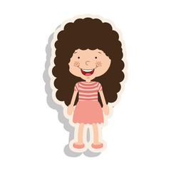 silhouette girl in skirt and curly hair with shadow vector illustration
