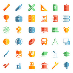 Education School Study Icon Symbol Set Package - Flat 2 Tones
