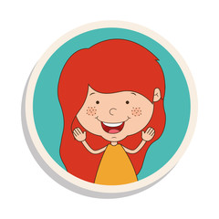 round frame and girl smiling and redhead vector illustration