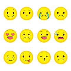 Cute emoji collection of twelve different expression