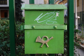 Green vintage mailbox 