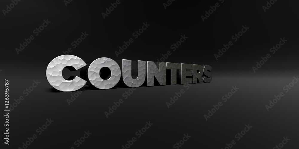 Fototapete counters - hammered metal finish text on black studio - 3d rendered royalty free stock photo. this i