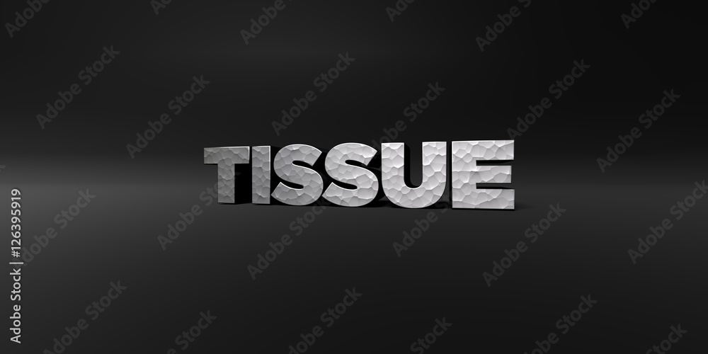 Fototapete tissue - hammered metal finish text on black studio - 3d rendered royalty free stock photo. this ima