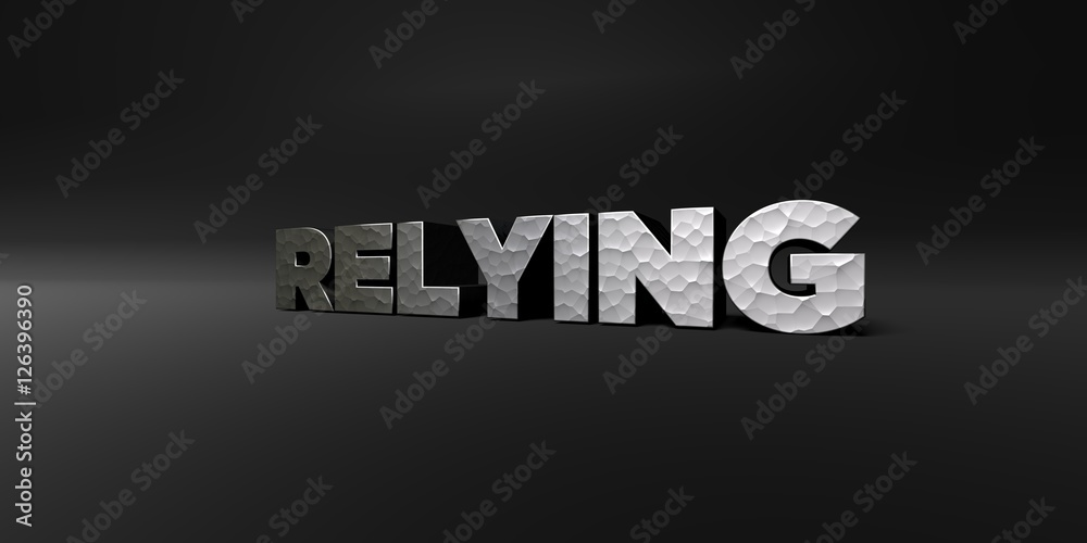 Fototapete relying - hammered metal finish text on black studio - 3d rendered royalty free stock photo. this im