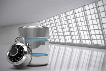 Composite image of database server icon with combination lock