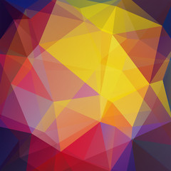 Obraz premium Abstract mosaic background. Triangle geometric background. Design elements. Vector illustration. Purple, red, yellow colors