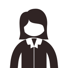 silhouette half body woman short hair vector illustration