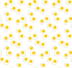 Fried eggs seamless pattern. Fried eggs, breakfast background. Fried eggs seamless texture. Vector illustration