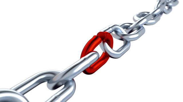 Camera Rotation around a Metallic Chain with One red Stressed Link