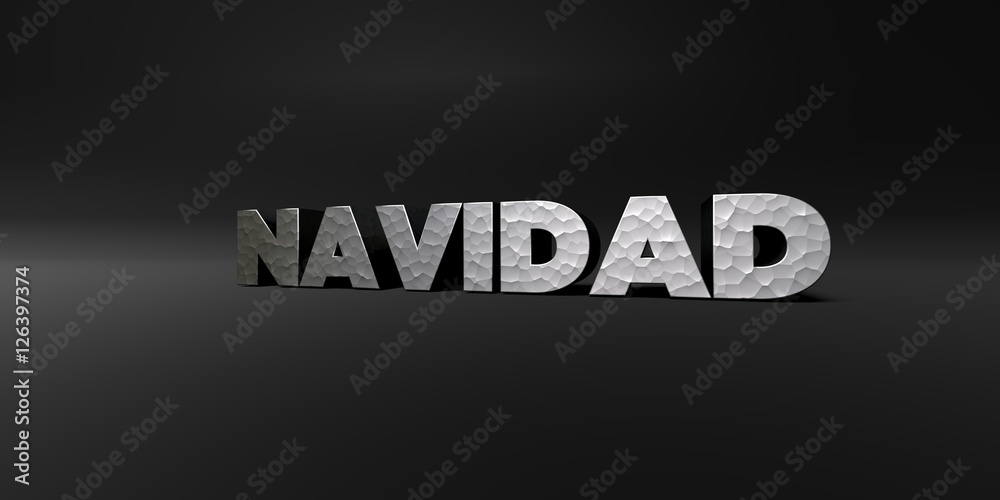 Fototapete navidad - hammered metal finish text on black studio - 3d rendered royalty free stock photo. this im