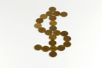 Dollar sign made of coins