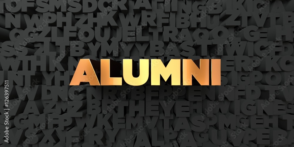 Fototapete alumni - gold text on black background - 3d rendered royalty free stock picture. this image can be u