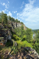 Fototapeta na wymiar rocks and pines of the Urals