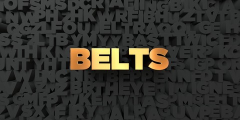 Belts - Gold text on black background - 3D rendered royalty free stock picture. This image can be used for an online website banner ad or a print postcard.