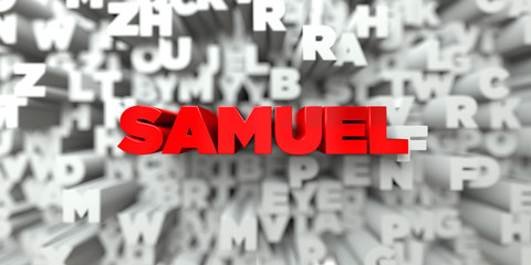 SAMUEL -  Red text on typography background - 3D rendered royalty free stock image. This image can be used for an online website banner ad or a print postcard.