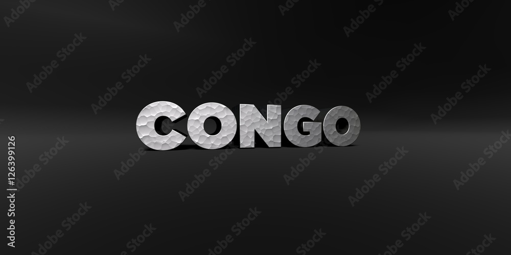 Fototapete congo - hammered metal finish text on black studio - 3d rendered royalty free stock photo. this imag