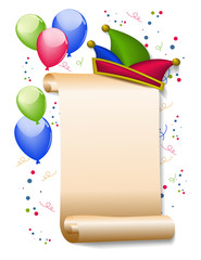 Narrenkappe und Ballons