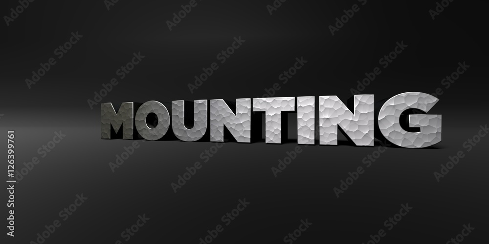 Fototapete mounting - hammered metal finish text on black studio - 3d rendered royalty free stock photo. this i