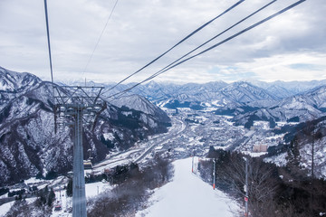 View of snow mountain from Gala Yuzawa Ski Resort in Niigata Prefecture, Japan